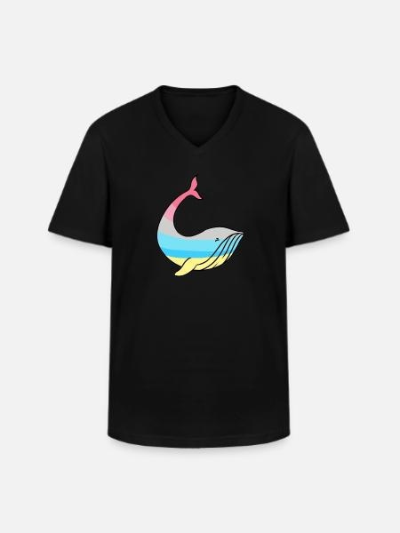 Whale Genderflux Pride - Men's V-Neck T-Shirt - black
