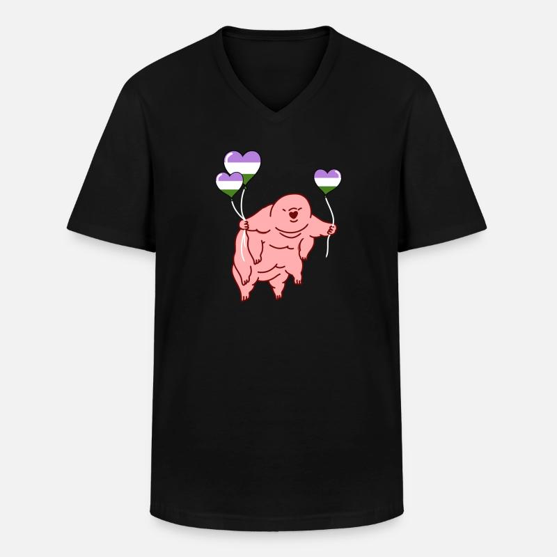 Bärtierchen Ballon Genderqueer Pride - Männer-T-Shirt mit V-Ausschnitt - Schwarz