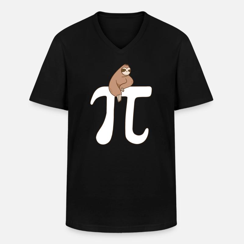 Math Sloth Pi - Männer-T-Shirt mit V-Ausschnitt - Schwarz