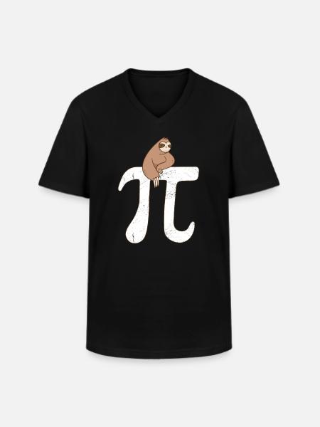 Math Sloth Pi - Men's V-Neck T-Shirt - black