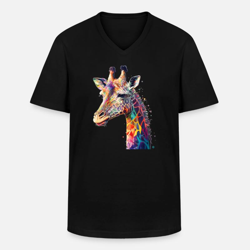 Giraffe - Männer-T-Shirt mit V-Ausschnitt - Schwarz