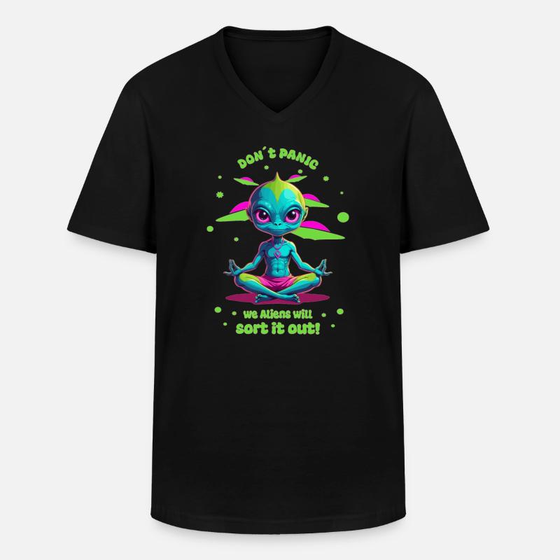 Alien Regelt das ! - Männer-T-Shirt mit V-Ausschnitt - Schwarz