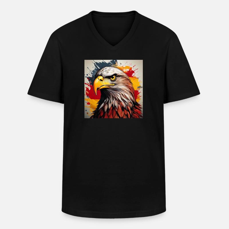 Eagle Head Art Spray Explosion - Men's V-Neck T-Shirt - black