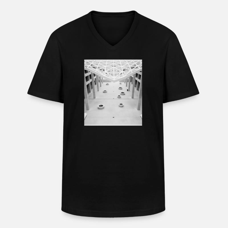 Atrio geometrico bianco e nero - Maglietta da uomo classica con scollo a V - nero