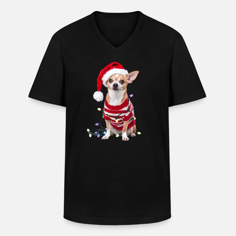 Chihuahua Weihnachten Weihnachtspullover Hund süß - Männer-T-Shirt mit V-Ausschnitt - Schwarz