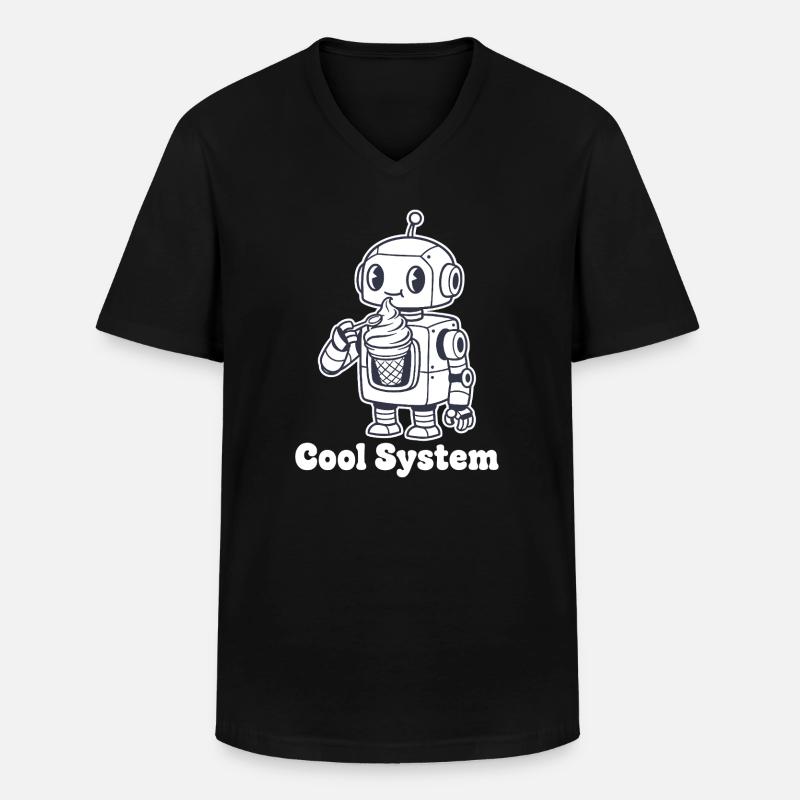 Roboter mit Eiscreme - Männer-T-Shirt mit V-Ausschnitt - Schwarz