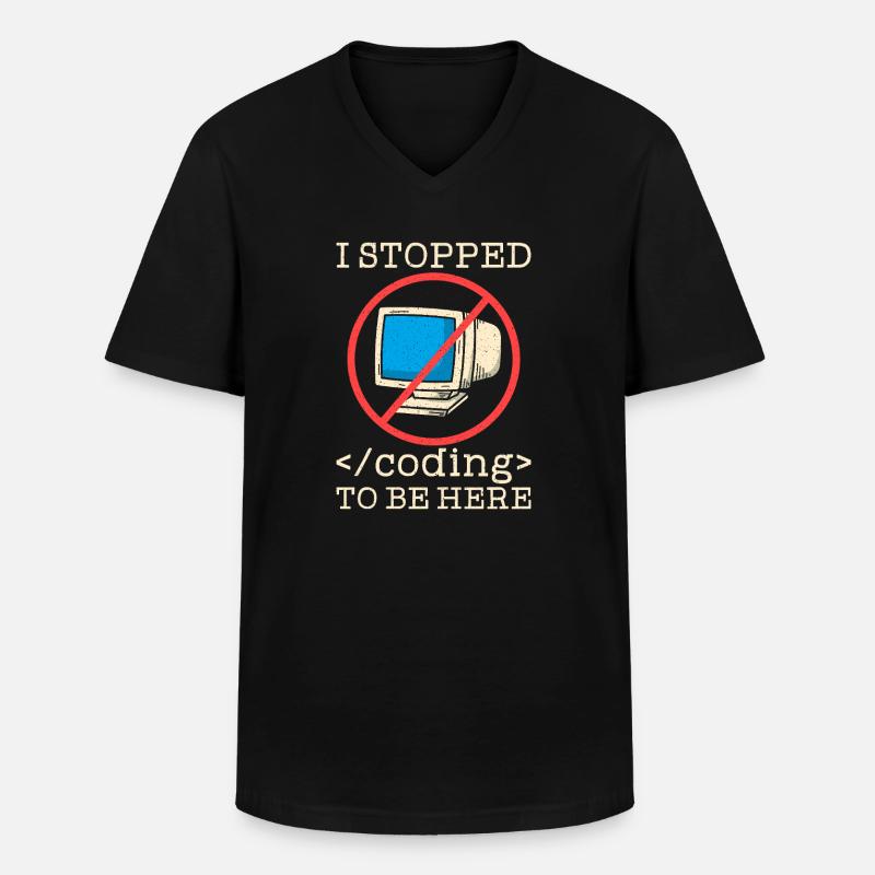 Coding funny saying programmer - Men's V-Neck T-Shirt - black