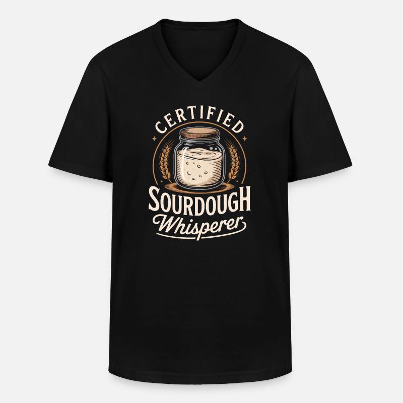 Zertifizierter Sauerteigflüsterer - Männer-T-Shirt mit V-Ausschnitt - Schwarz
