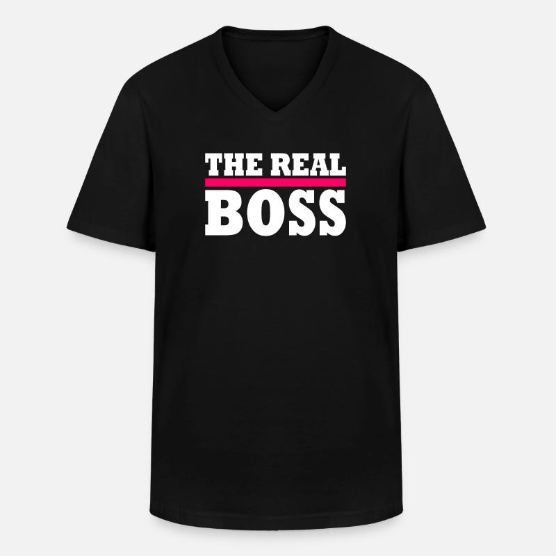 The real boss - Männer-T-Shirt mit V-Ausschnitt - Schwarz