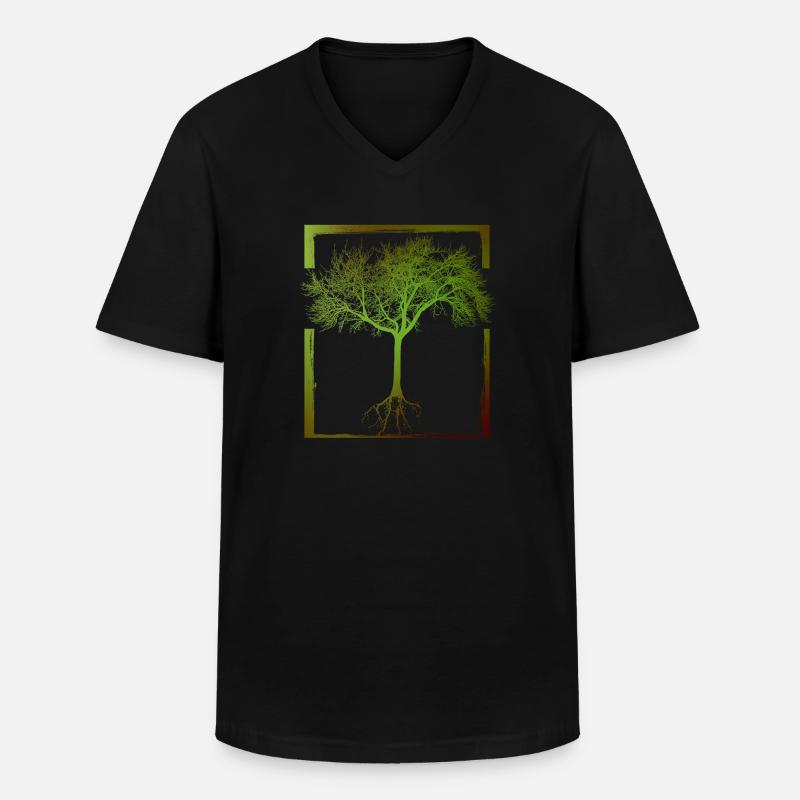 Mutter Natur - Rahmen 01 - Männer-T-Shirt mit V-Ausschnitt - Schwarz