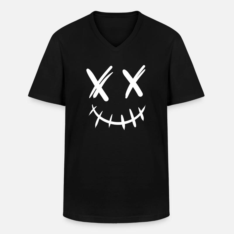 Grinsender Smile - Männer-T-Shirt mit V-Ausschnitt - Schwarz