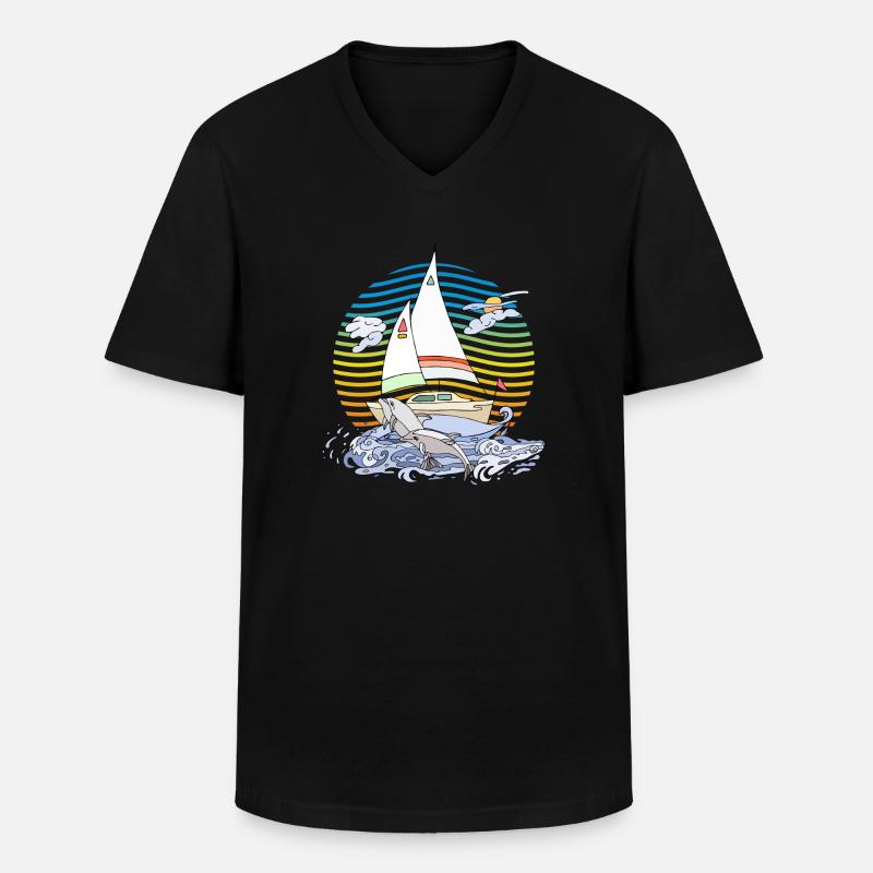Segelboot - Männer-T-Shirt mit V-Ausschnitt - Schwarz