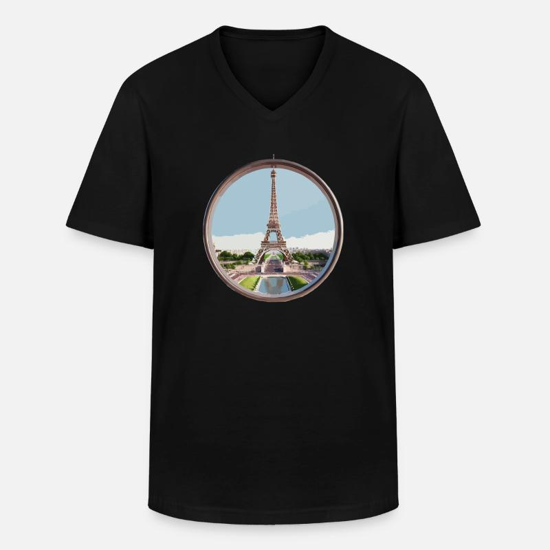 Eiffelturm - Männer-T-Shirt mit V-Ausschnitt - Schwarz