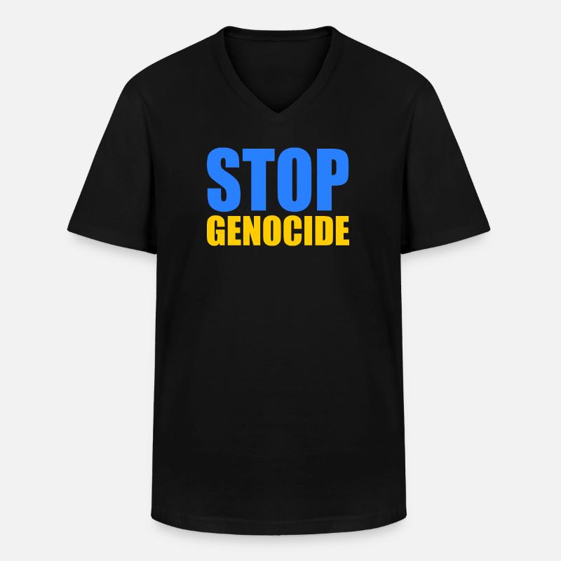 Stop genocide - Männer-T-Shirt mit V-Ausschnitt - Schwarz