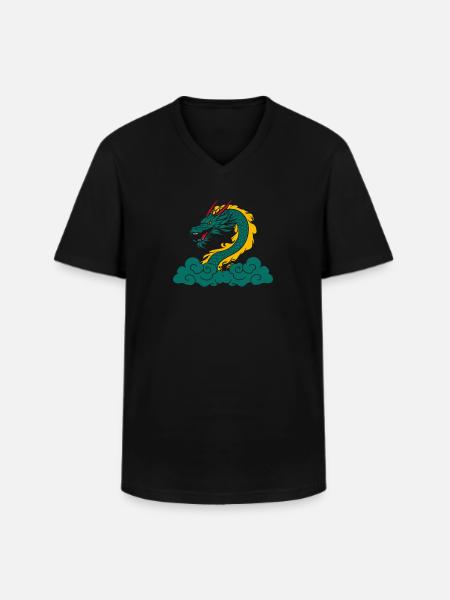 Année du Dragon 2024 - T-shirt col V Homme - noir
