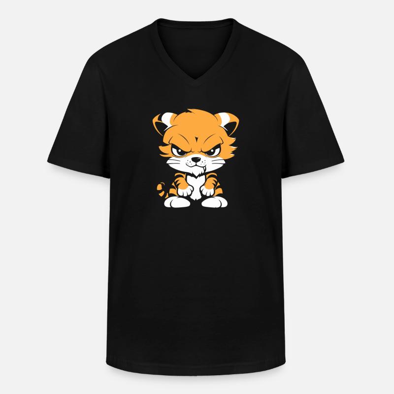 Tiger - Männer-T-Shirt mit V-Ausschnitt - Schwarz