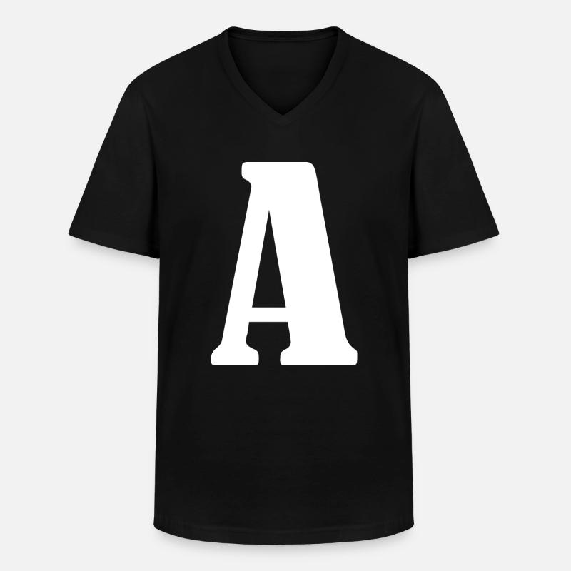 A - Männer-T-Shirt mit V-Ausschnitt - Schwarz