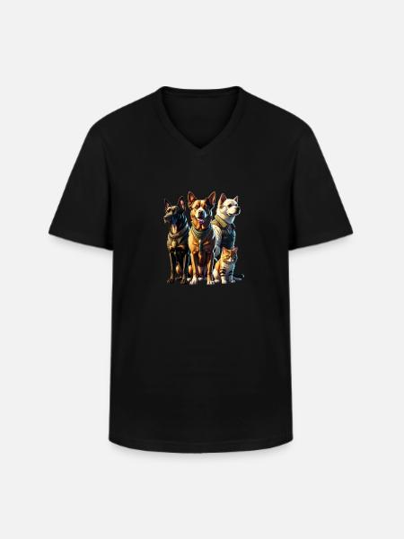 Dogs and cats - Men's V-Neck T-Shirt - black