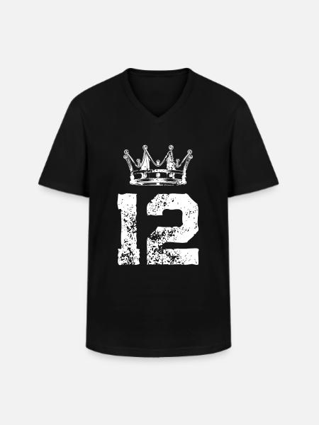 12 Zahl Krone - Männer-T-Shirt mit V-Ausschnitt - Schwarz