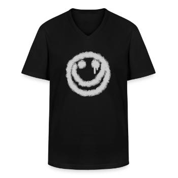 smilie horror griens white - Men's V-Neck T-Shirt - black - Front - AI Model Male 178 dark (178cm)