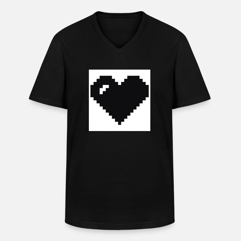 Verpixeltes Herz - Männer-T-Shirt mit V-Ausschnitt - Schwarz