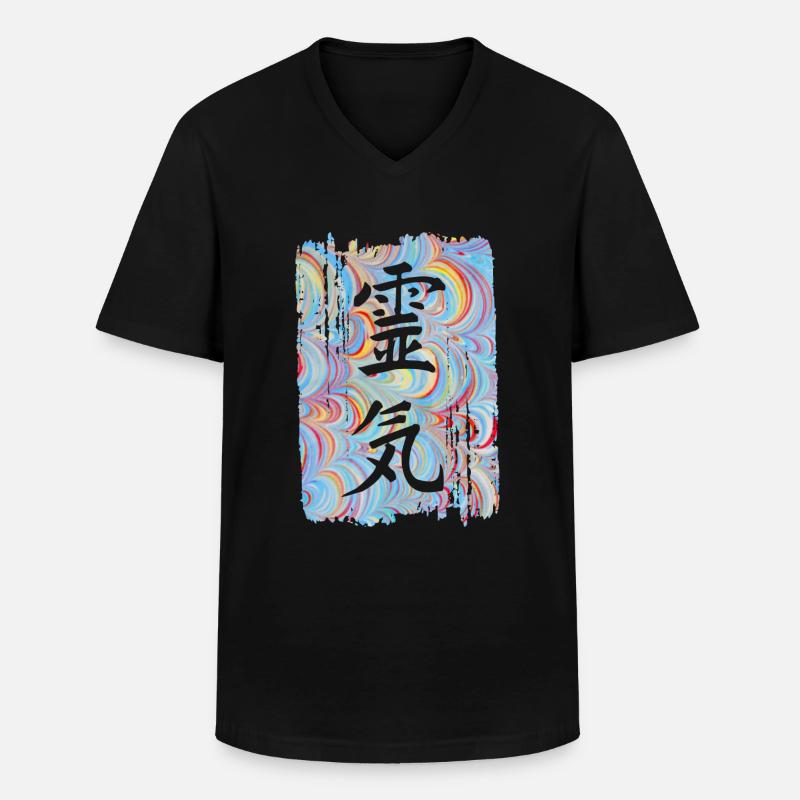 reiki japanisch e 63 - Männer-T-Shirt mit V-Ausschnitt - Schwarz