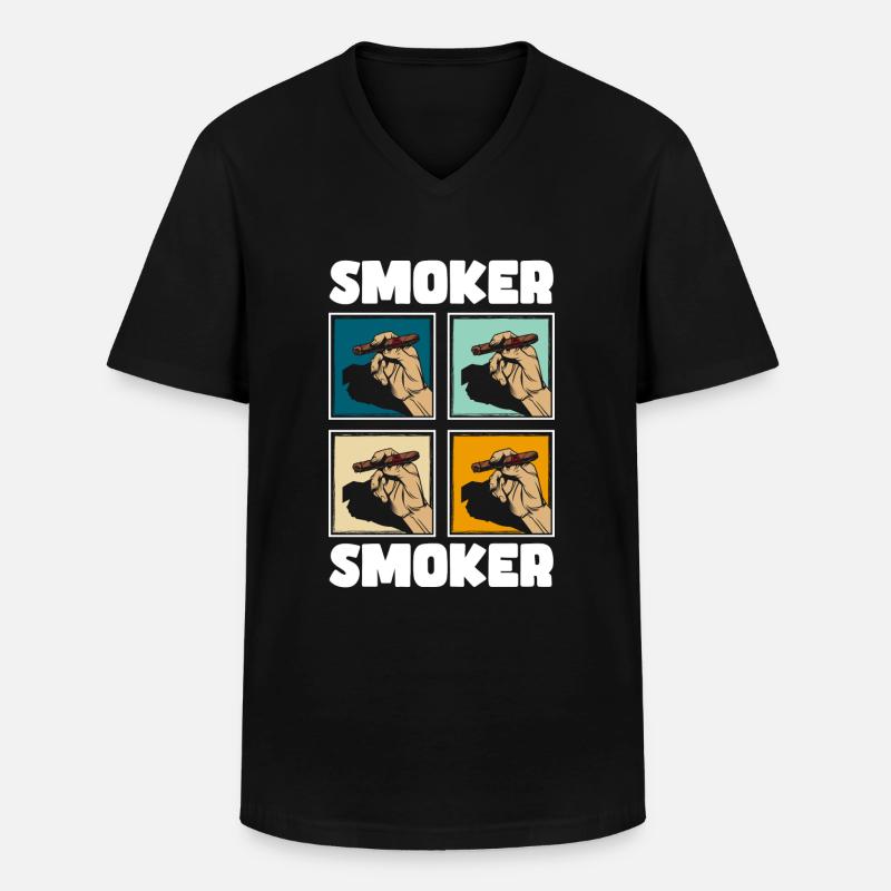 Tabak Kippe Dampfen - Männer-T-Shirt mit V-Ausschnitt - Schwarz