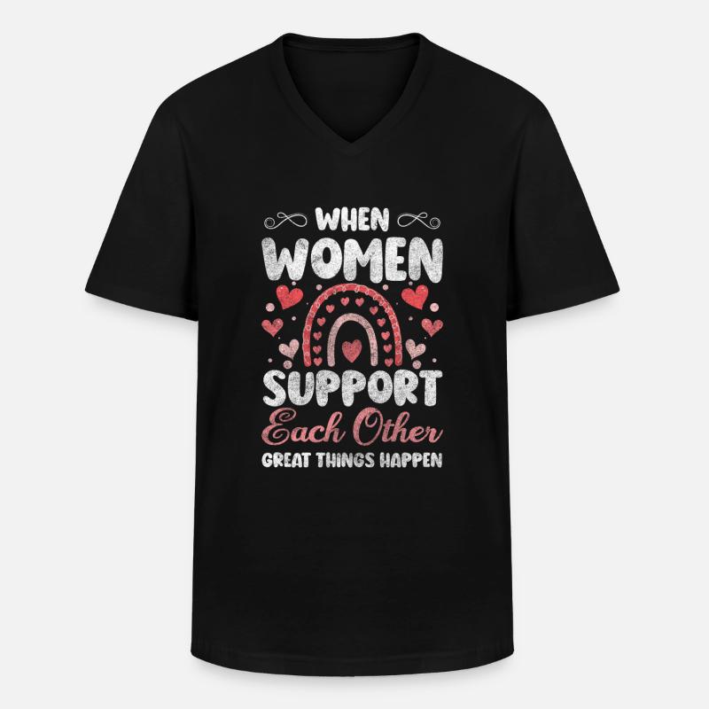 Frauen - Männer-T-Shirt mit V-Ausschnitt - Schwarz