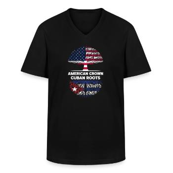 American Grown Cuban Roots Kuba Abstammung - Männer-T-Shirt mit V-Ausschnitt - Schwarz - Vorne - AI Model Male 178 dark (178cm)