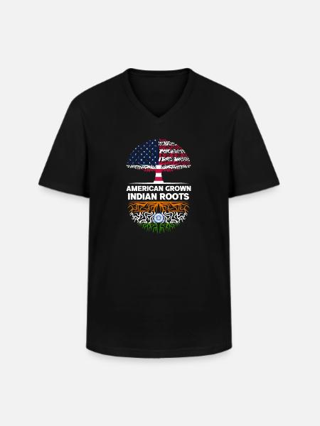 Amerikaans geteelde Indian Roots India - Klassiek mannen T-shirt met V-hals - zwart