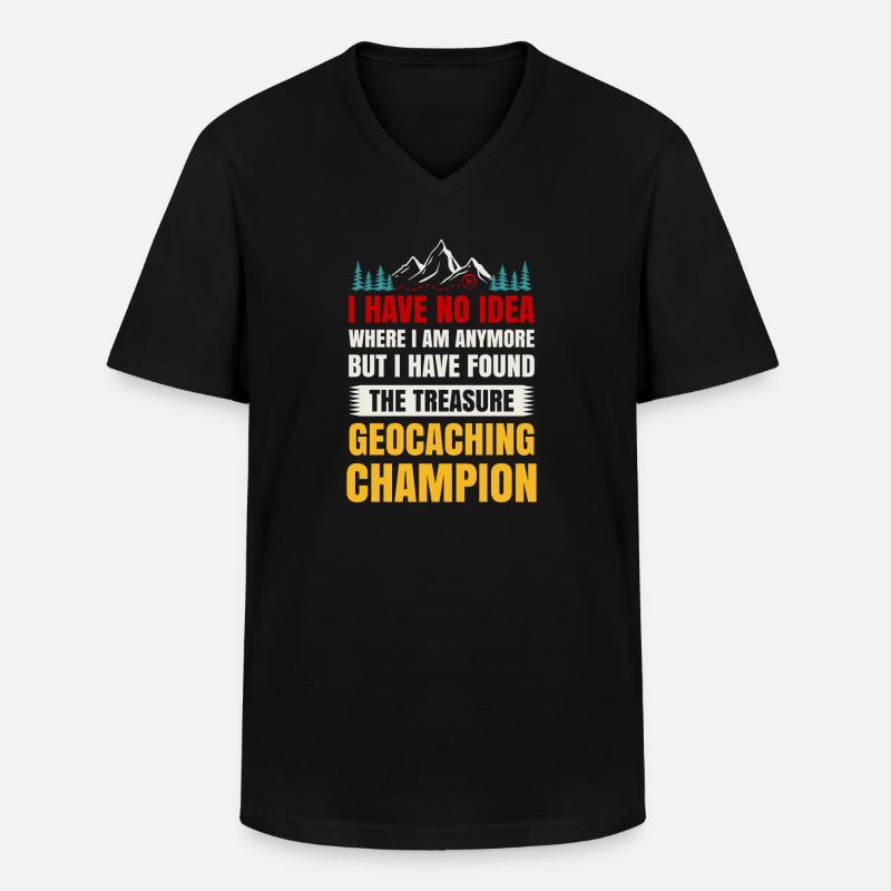 Schnitzeljagd Geocacher Abenteuer Geocaching - Männer-T-Shirt mit V-Ausschnitt - Schwarz