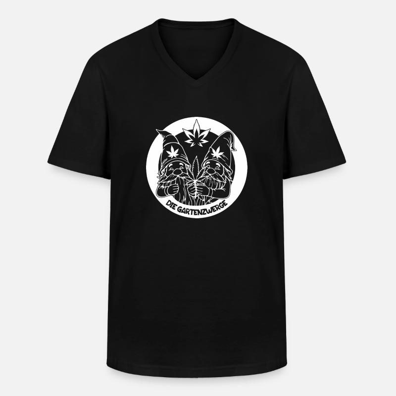 Kiffer Gartenzwerge mit Hanfblatt - Männer-T-Shirt mit V-Ausschnitt - Schwarz
