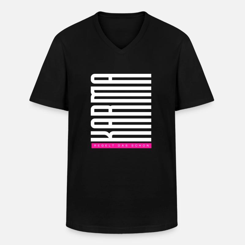 Karma. Regelt das schon - Männer-T-Shirt mit V-Ausschnitt - Schwarz