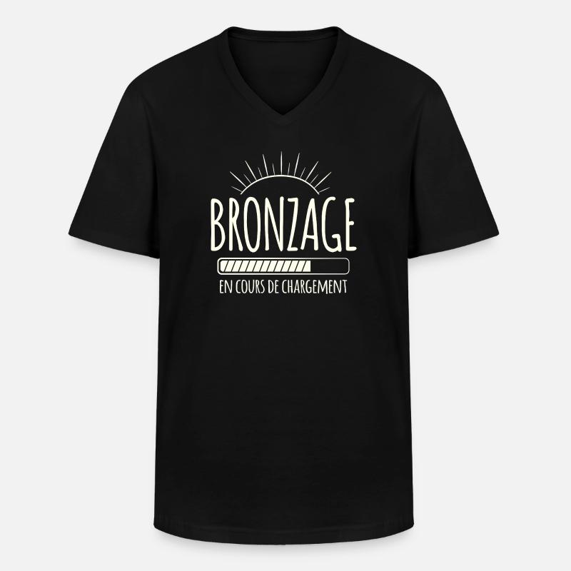Tan Loading, Été, Vacances, Français - T-shirt col V Homme - noir