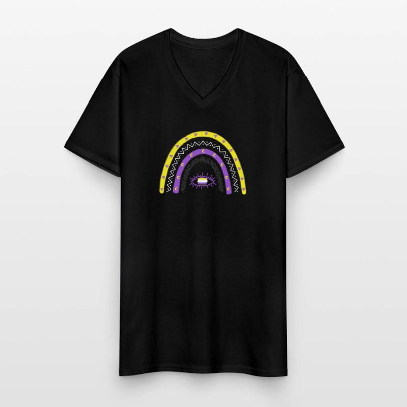 LGBTQ Nonbinary Regenbogen Nonbinary Pride Männer-T-Shirt mit V-Ausschnitt