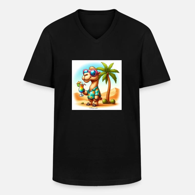 Kamel im Urlaub - Männer-T-Shirt mit V-Ausschnitt - Schwarz