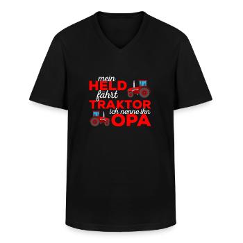 Landwirt Bauer Trecker Traktor Bauernhof Hof Opa - Männer-T-Shirt mit V-Ausschnitt - Schwarz - Vorne - AI Model Male 178 dark (178cm)