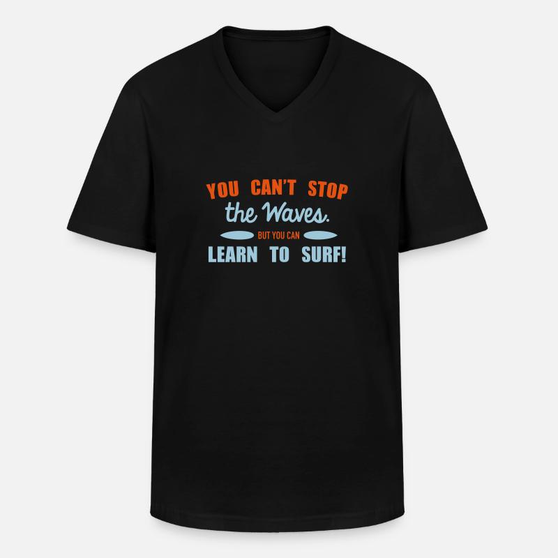 Learn to surf - Männer-T-Shirt mit V-Ausschnitt - Schwarz