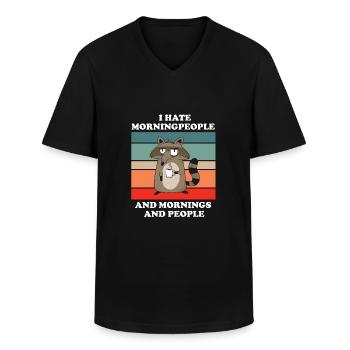 I hate morning people coffee coffee saying - Men's V-Neck T-Shirt - black - Front - AI Model Male 178 dark (178cm)
