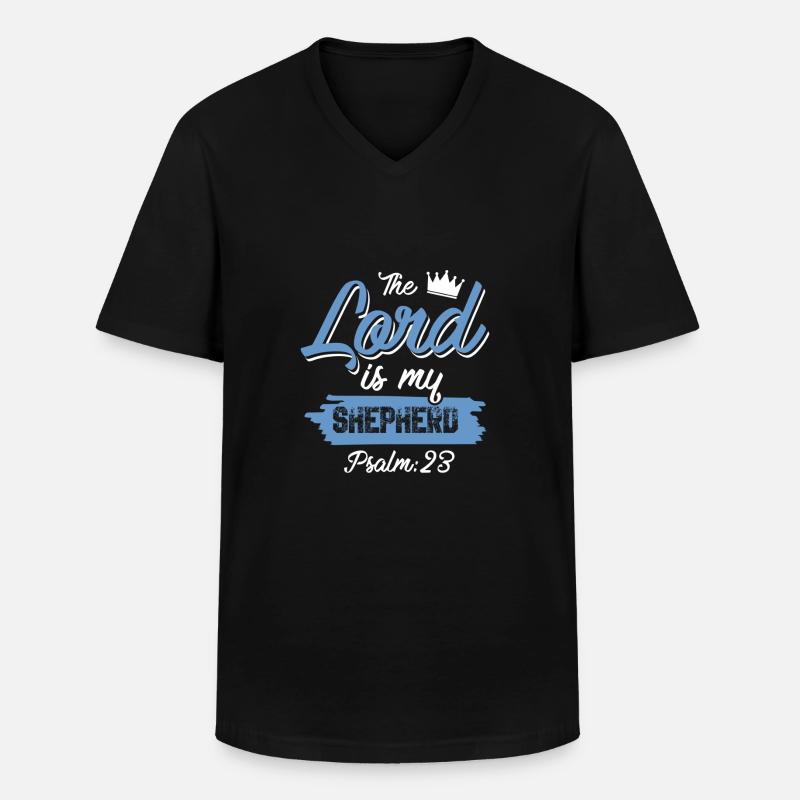 bibel spruch hirte - Männer-T-Shirt mit V-Ausschnitt - Schwarz