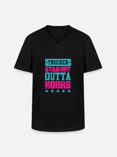 trucker straight outta - Men's V-Neck T-Shirt - black