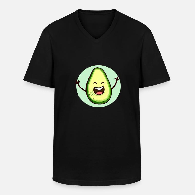 Fröhliche Avocado - Männer-T-Shirt mit V-Ausschnitt - Schwarz