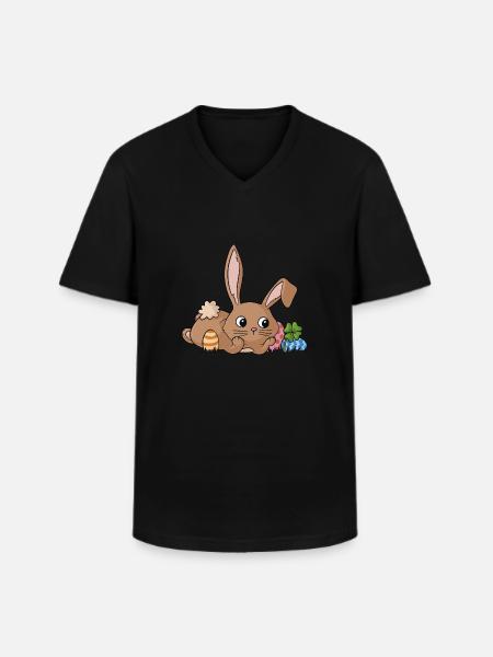 Träumender Comic Osterhase - Männer-T-Shirt mit V-Ausschnitt - Schwarz