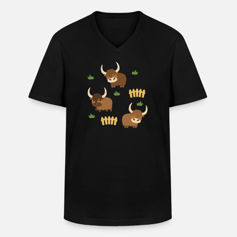 Yak Ranch - Männer-T-Shirt mit V-Ausschnitt - Schwarz