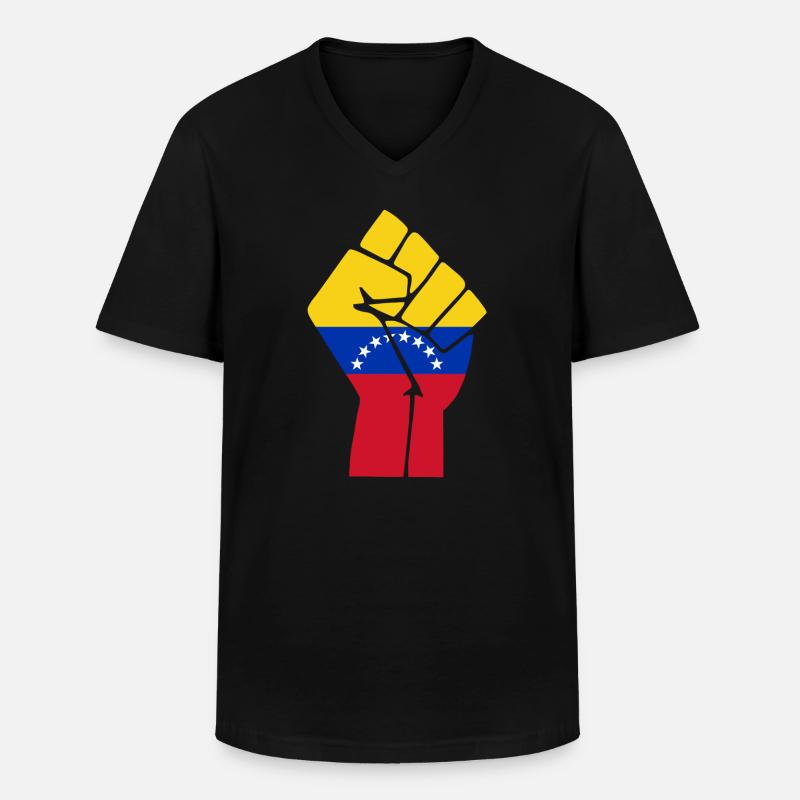 Venezuela Faustflagge - Männer-T-Shirt mit V-Ausschnitt - Schwarz