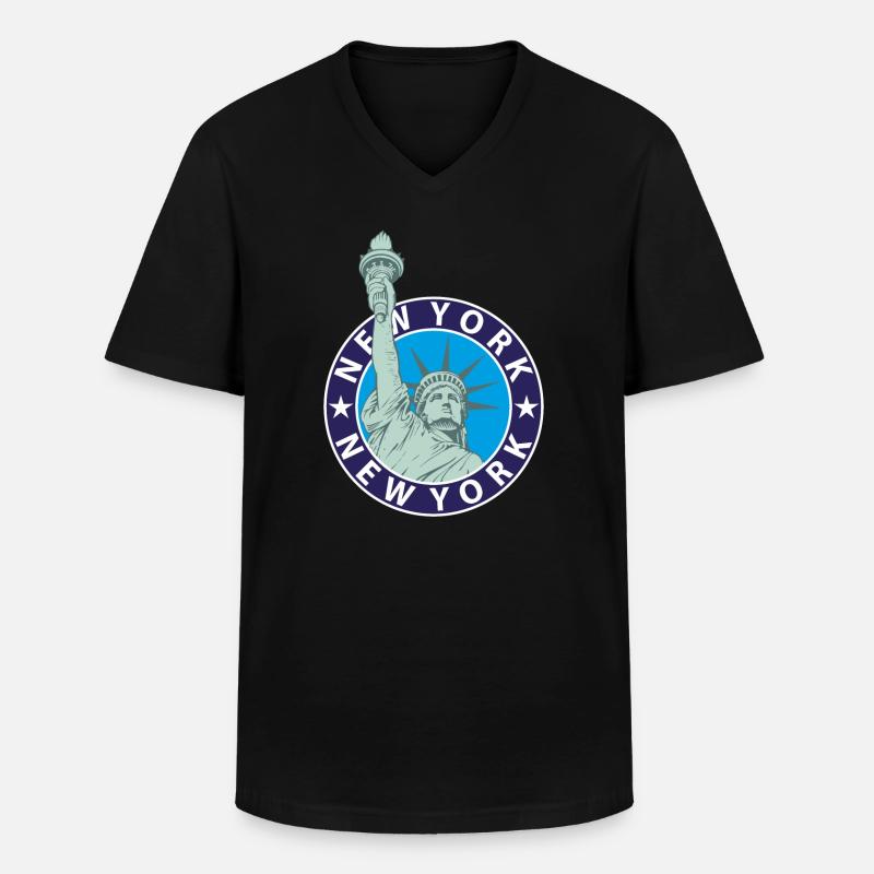 New York Freiheitsstatue - Männer-T-Shirt mit V-Ausschnitt - Schwarz