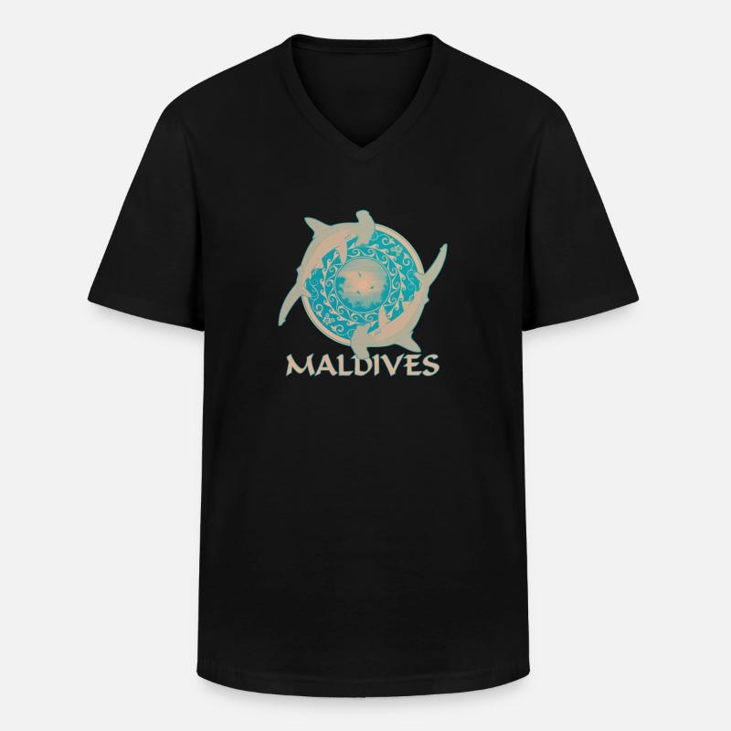 Malediven Hammerhaie - Männer-T-Shirt mit V-Ausschnitt - Schwarz