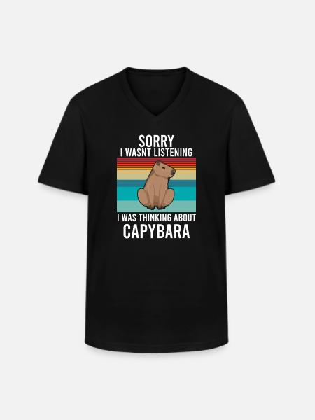 Capybara - T-shirt col V Homme - noir