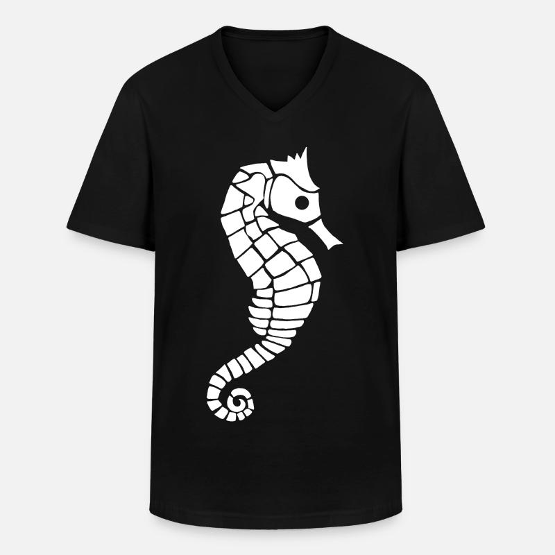 Weißes Seepferdchen - Männer-T-Shirt mit V-Ausschnitt - Schwarz