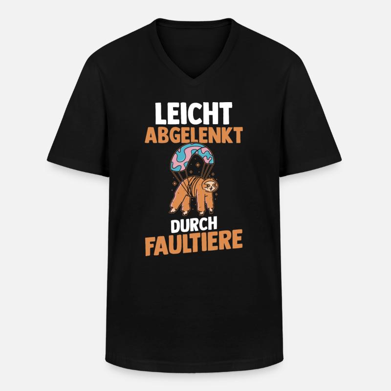 Faultier - Männer-T-Shirt mit V-Ausschnitt - Schwarz